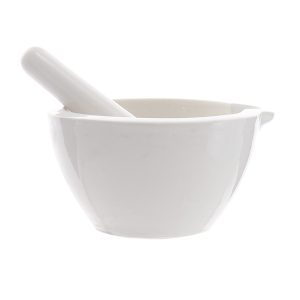 Porcelain mortar with pestle
